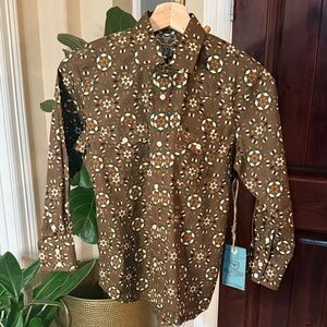 Platini New Western Geometric/Floral Print Long Sleeve Button Up Kids Size 10